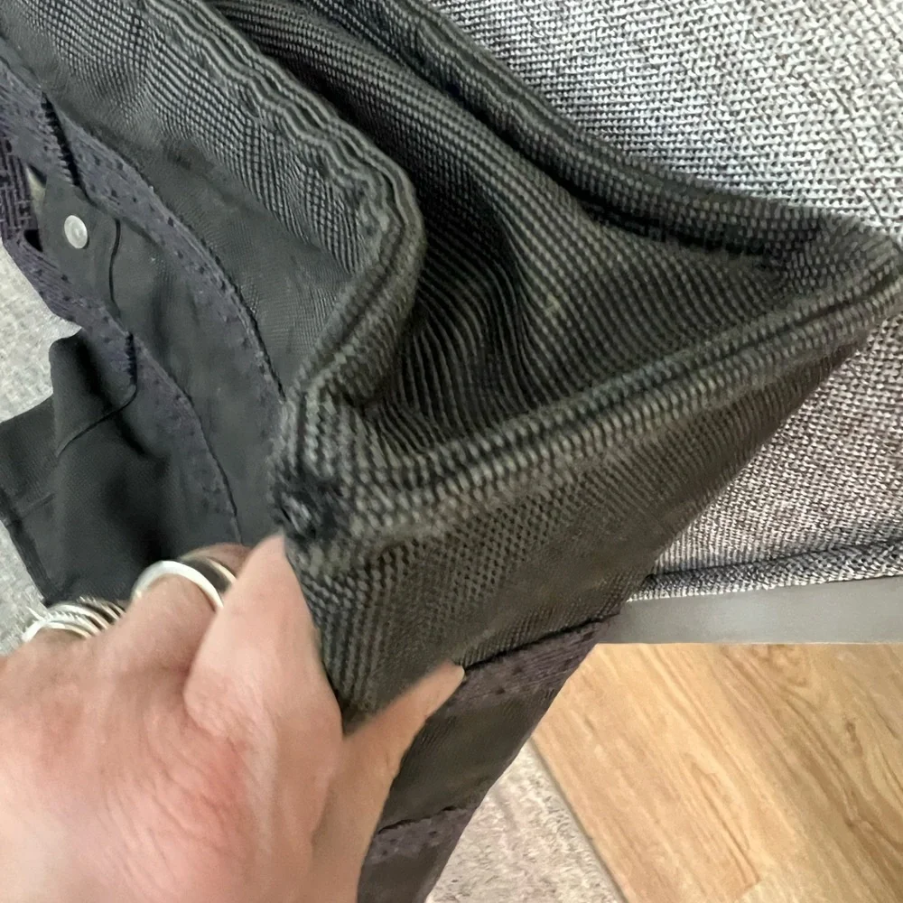 Hermes Herline Cotton MM Black and Gray Tote Bag 1990’s to 2000.